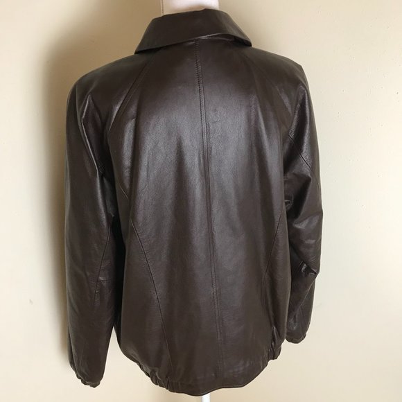 Preston & York Brown Genuine Leather Jacket Medium - Picture 3 of 12